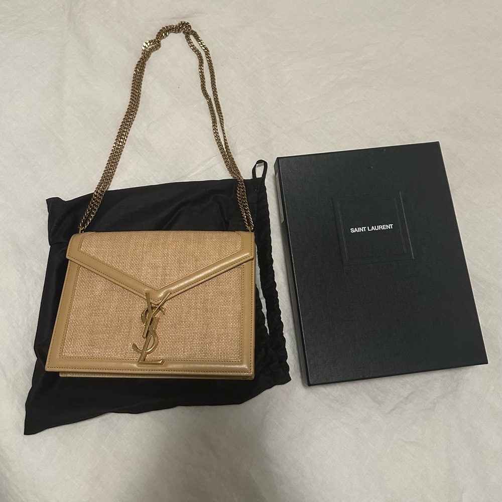 Saint Laurent Cassandra Medium Raffia Envelope Crossbody Bag